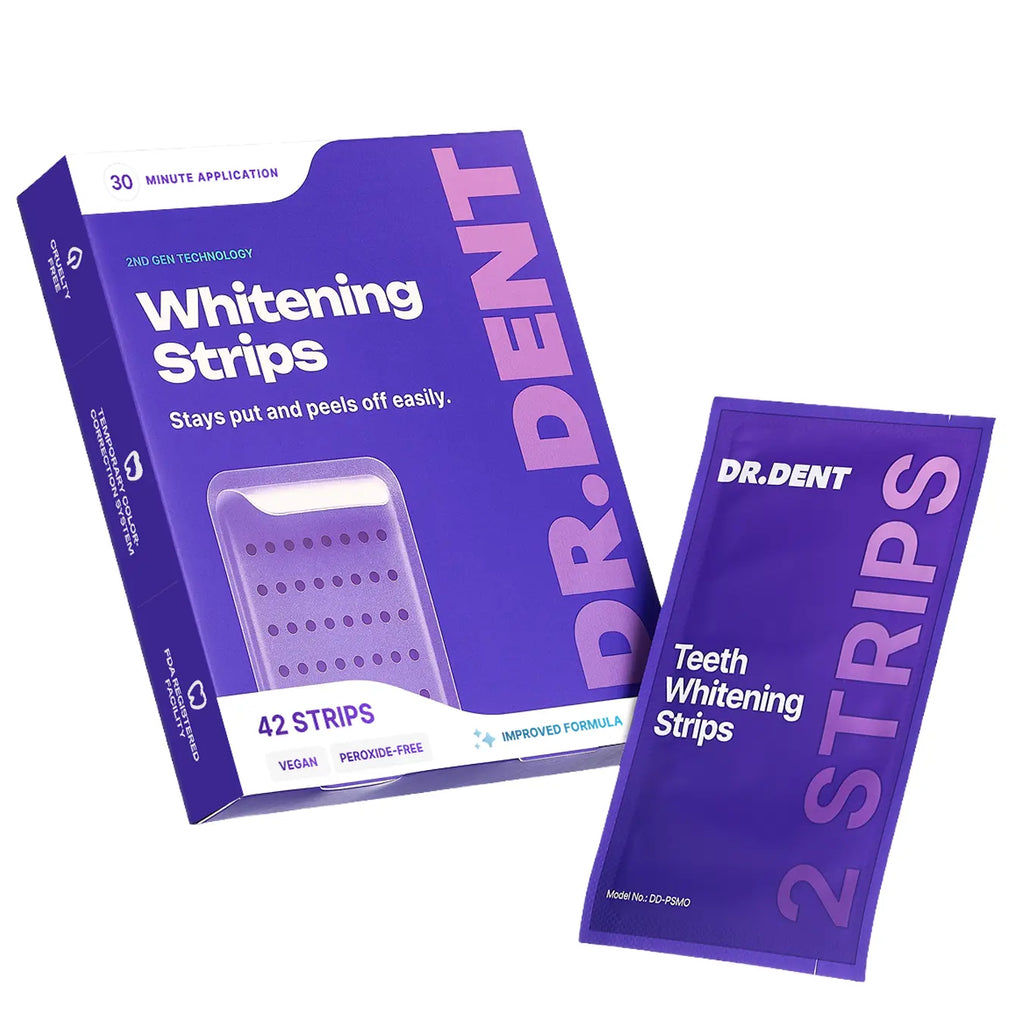 DRDENT Purple Teeth Whitening Strips - 7/21 Whitening Sessions - Non Sensitive Teeth Whitening - Peroxide-Free