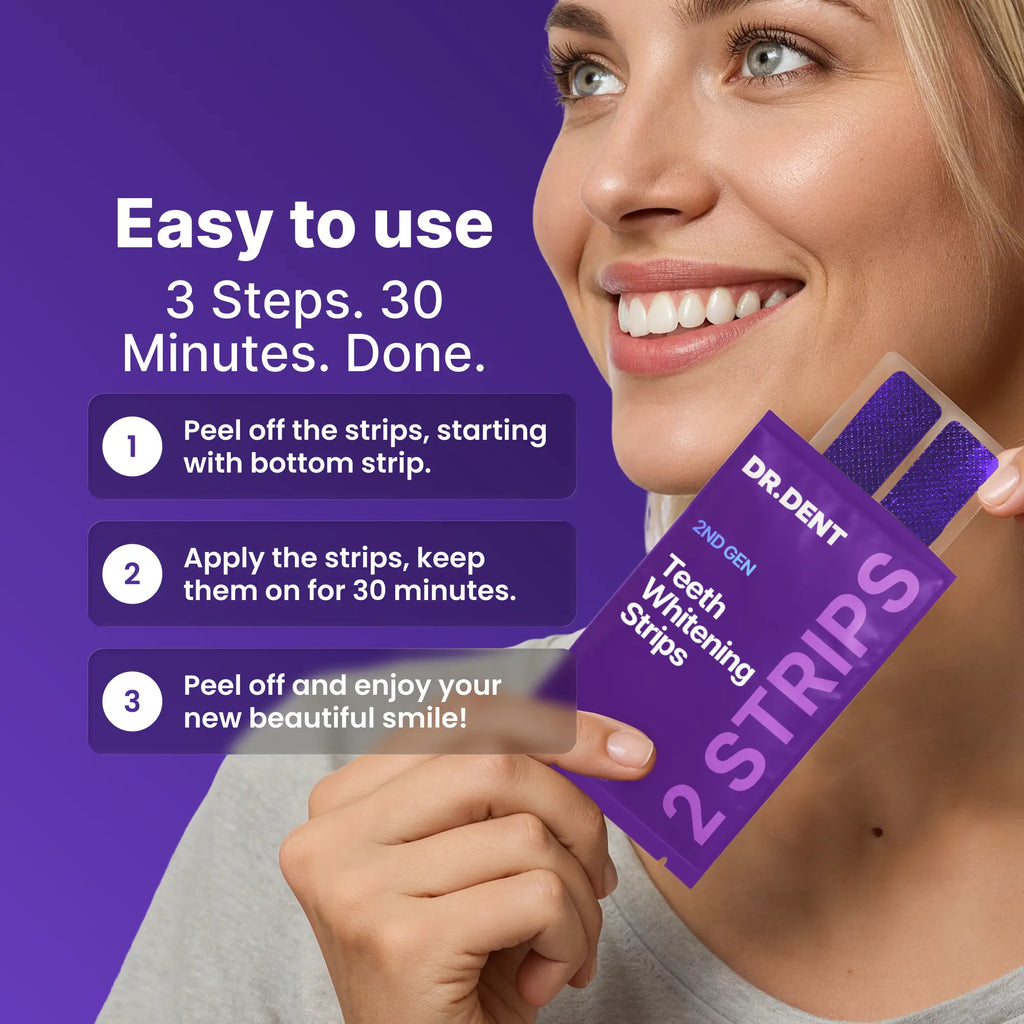 DRDENT Purple Teeth Whitening Strips - 7/21 Whitening Sessions - Non Sensitive Teeth Whitening - Peroxide-Free